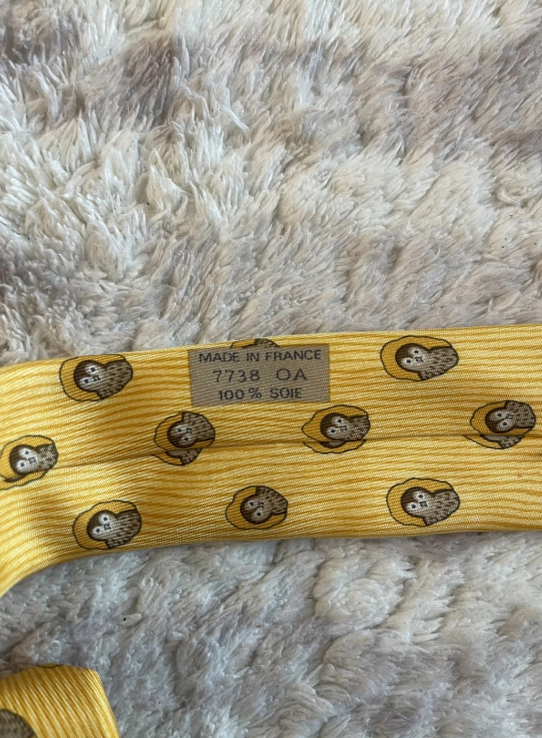 빈티지 에르메스 옐로우 부엉이 넥타이 상품이미지5