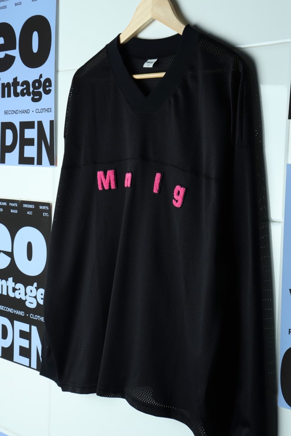 (L-2XL) 엠엠엘지 맨투맨 티셔츠 메쉬 오버핏 블록코어-H31101 상품이미지1
