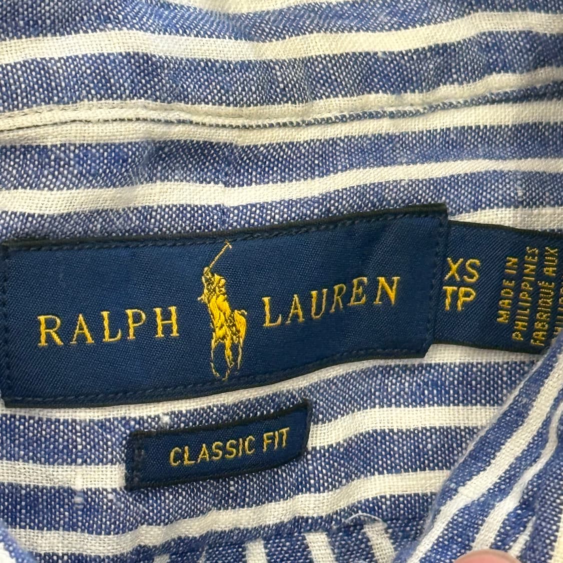XS 폴로랄프로렌 블루 스트라이프 린넨 셔츠 상품이미지4