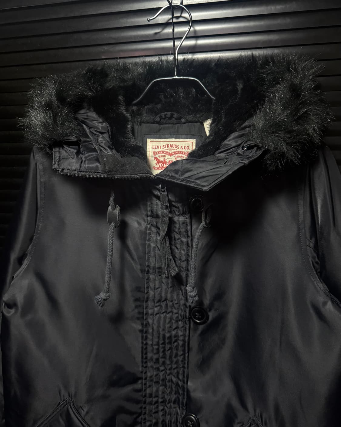 리바이스 N3B 야상 다운 패딩 점퍼 개파카 워크 자켓 털 퍼 블랙 S 상품이미지4
