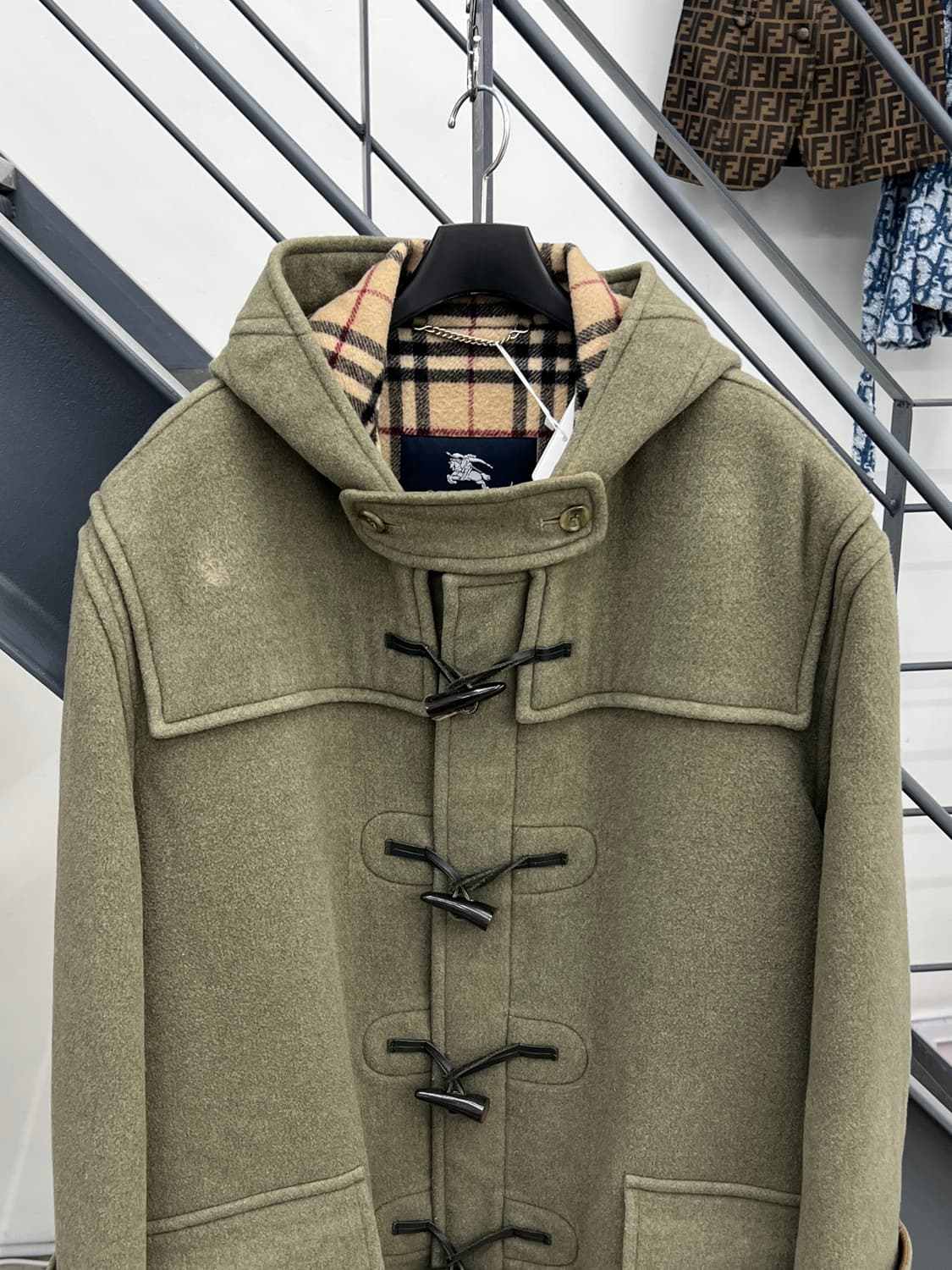 버버리 노바체크 올리브그린 더플 코트 상품이미지2