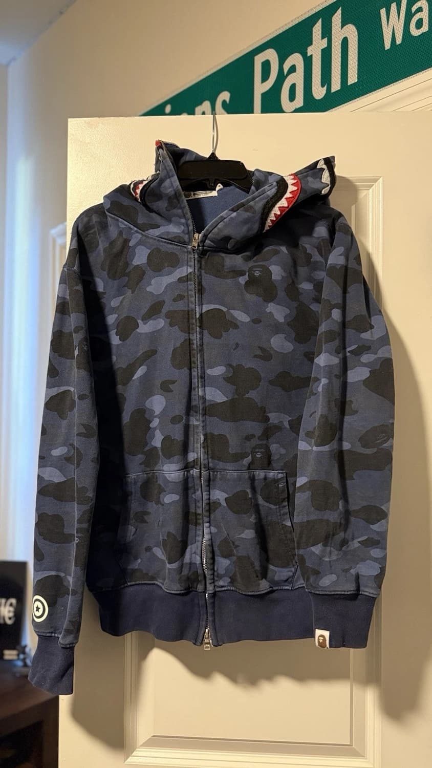 베이프 1st 카모 샤크 후드집업 블루 상품이미지1