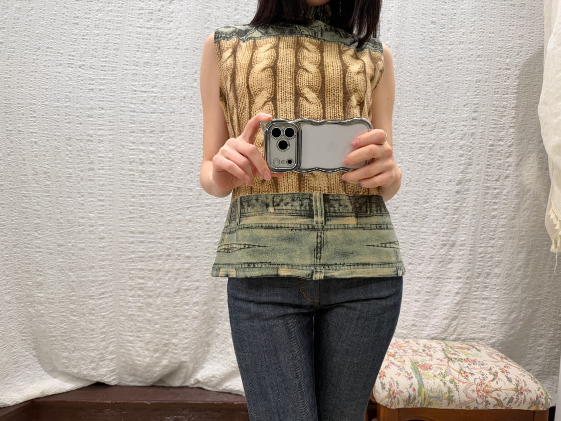 printing zip detail sleeveless 상품이미지2