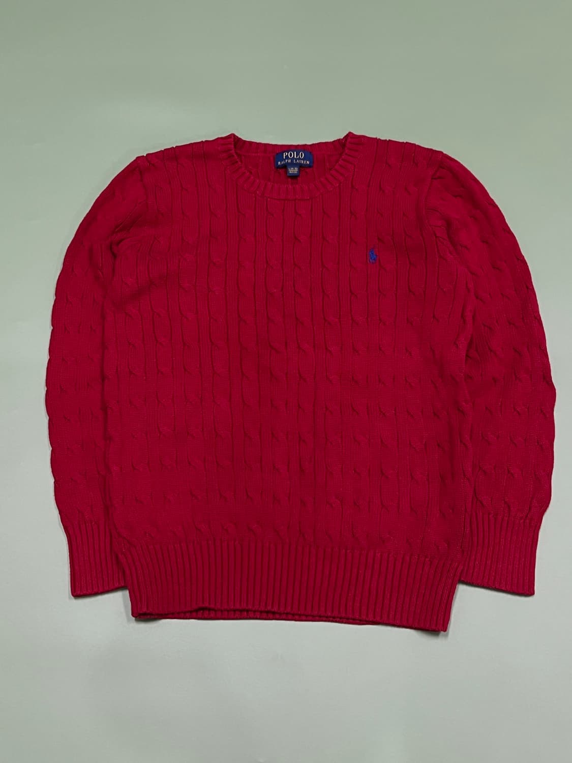(L) 폴로 랄프로렌 주니어 꽈배기 케이블 니트 레드 상품이미지2