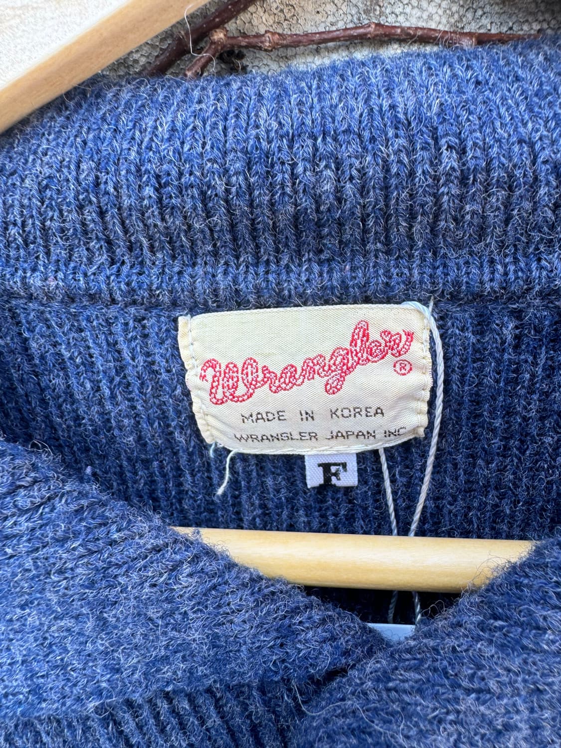 80s 랭글러 오픈 카라 니트 네이비 레이어드 상품이미지5