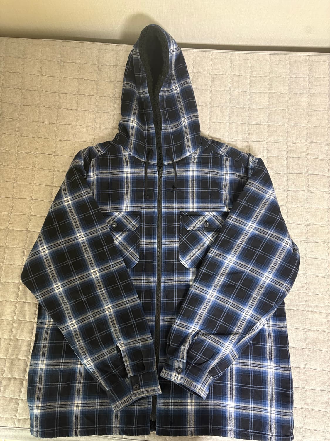 슈프림 라인드 집업 후드 플란넬 셔츠 블랙 xl 상품이미지2