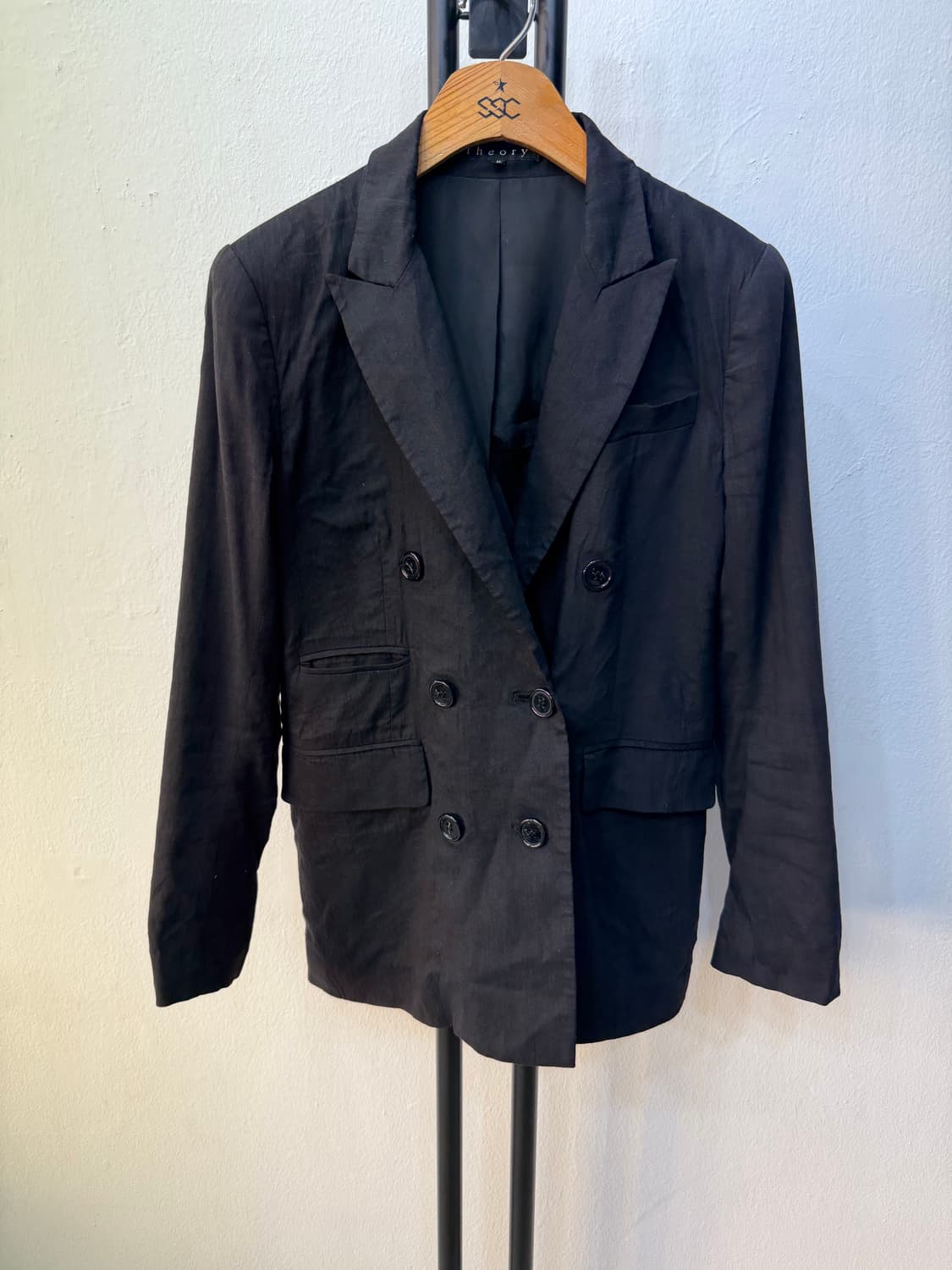 정품) theory 띠어리 블랙 더블 브레스트 자켓 0(55) 상품이미지1