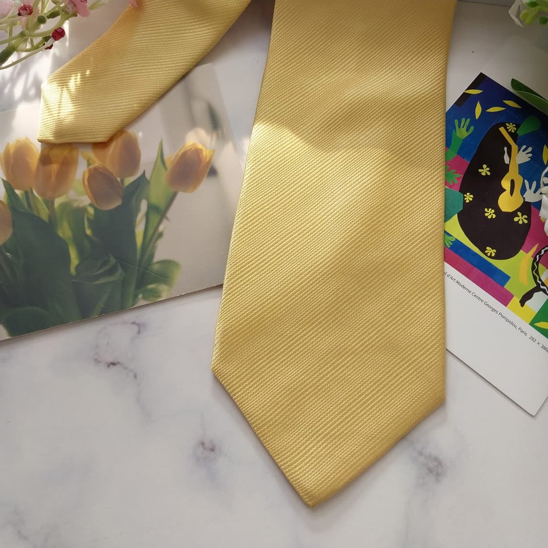 발렌티노 실크 레몬 솔리드 넥타이 8.7cm A+등급 K1544
 상품이미지5