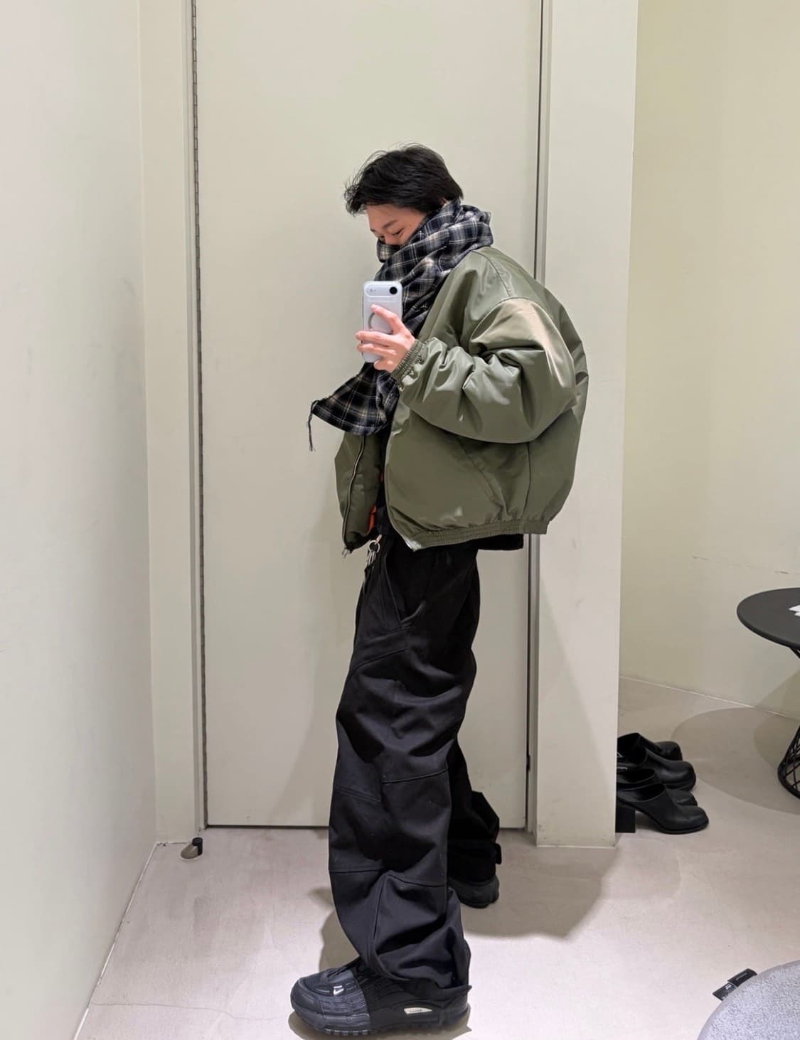 [OS] 논노드 러스터 봄버 재패이즈 새틴 카키 상품이미지1