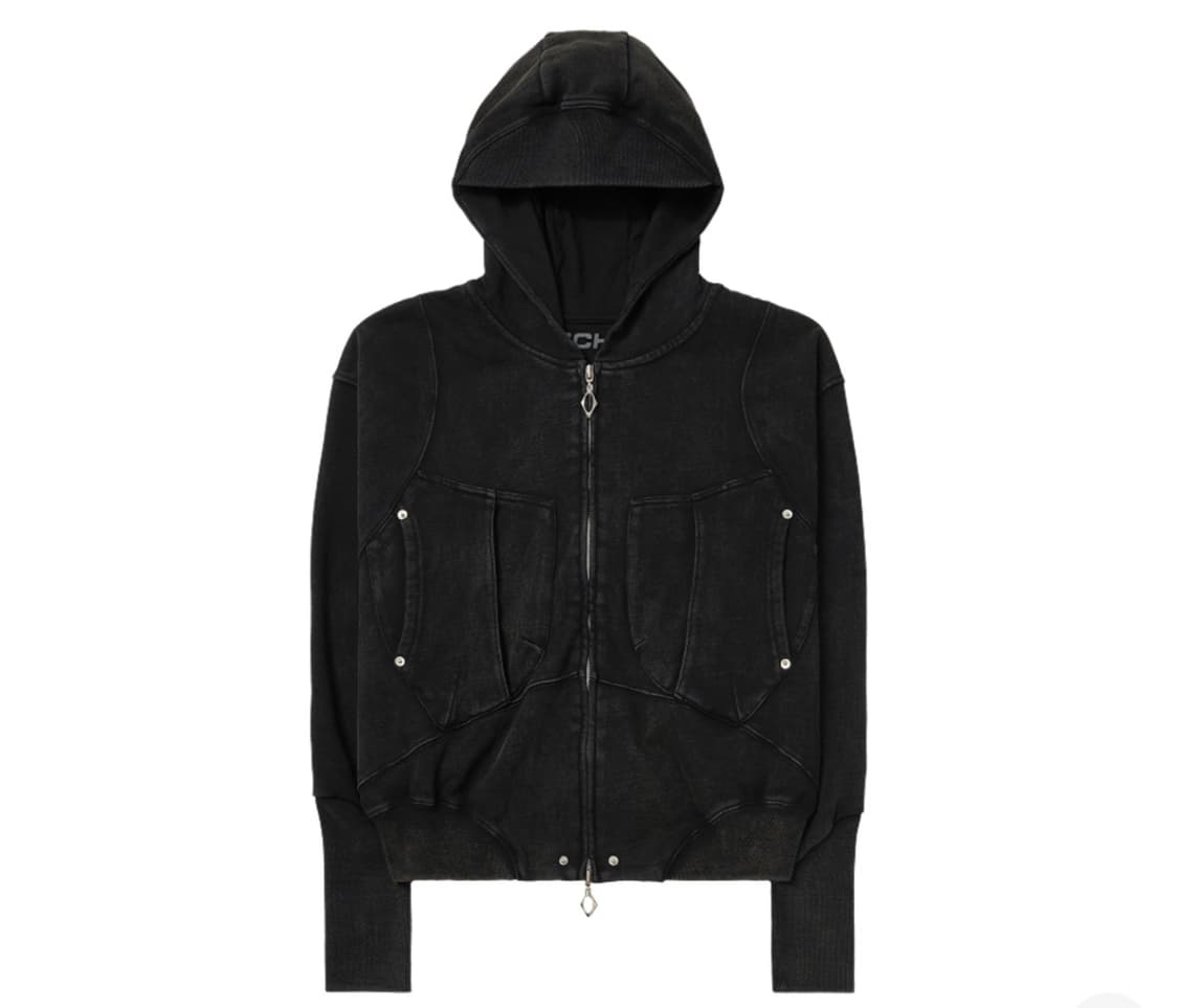 미스치프 빅 포켓 후드 워시드 블랙 상품이미지1