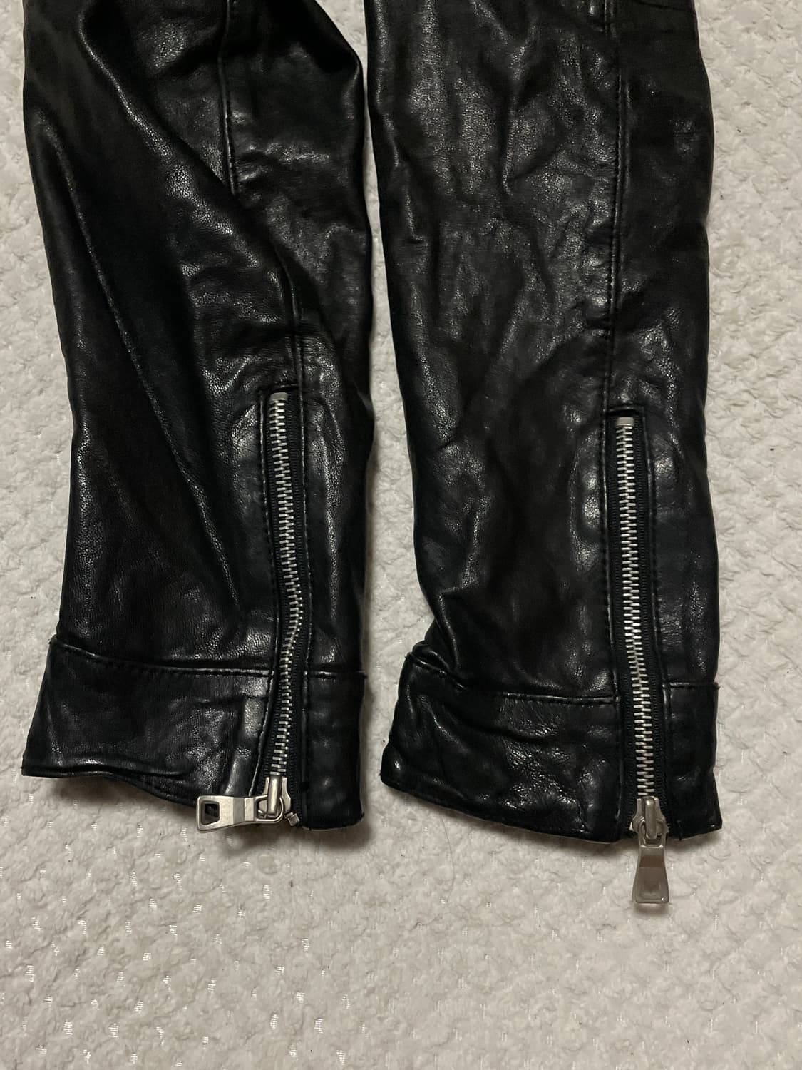 광희시장 웨스턴 무드 램스킨 양가죽 절개 레더 자켓  상품이미지6