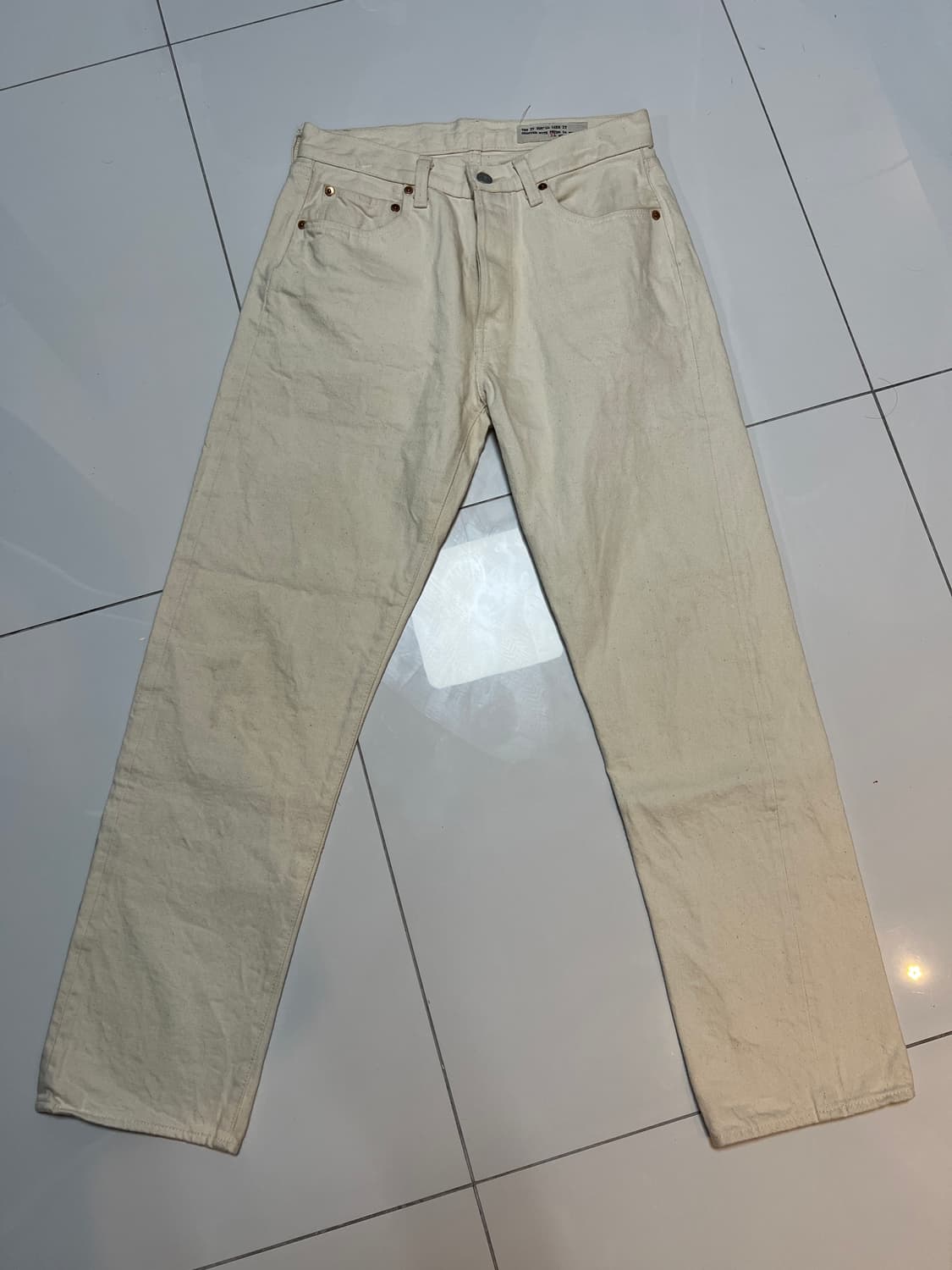 택포15) 본쿠라 66 에크루 셀비지 데님팬츠 크림진 29 상품이미지1