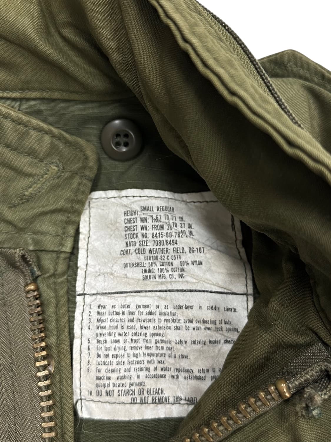 80년대 OG M65 밀리터리 필드자켓 카키 (S~L) 상품이미지7