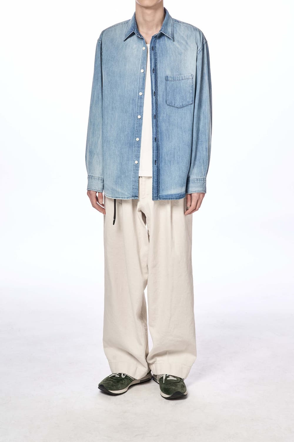 [M] 이얼즈어고 Y-959 오키야마 원턱 와이드 데님 에크루 상품이미지5