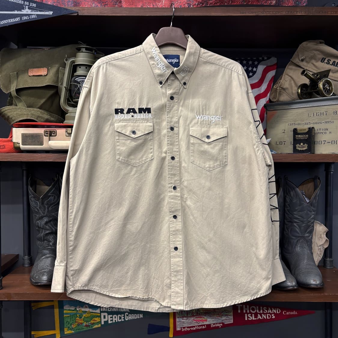 90s 랭글러 닷지 RAM 로데오 시리즈 투포켓 버튼다운 셔츠 N576 상품이미지1