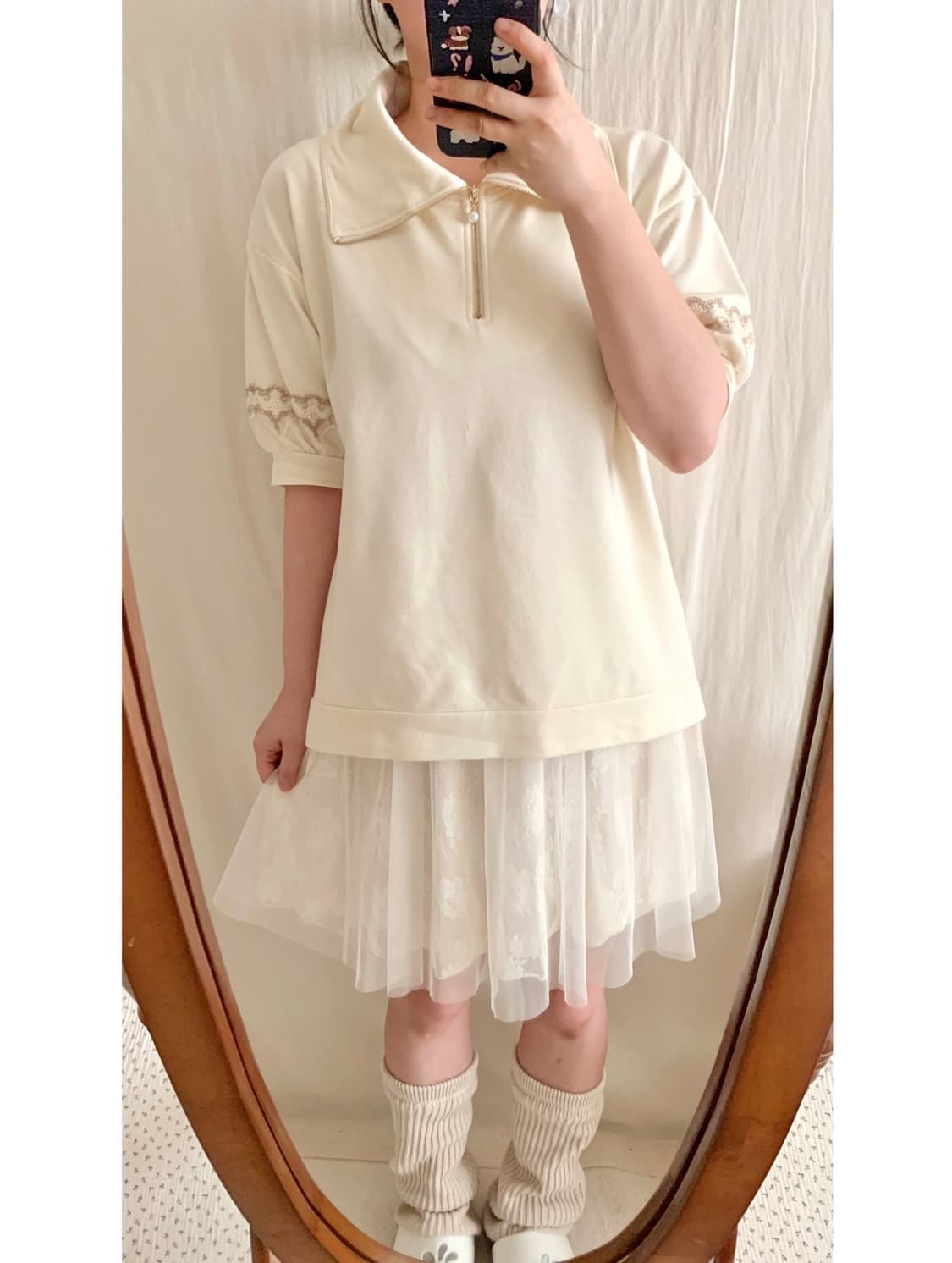 엑시즈팜 레이스 반팔 카라티 상품이미지1