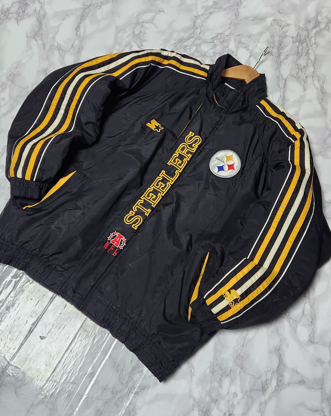 90s 스타터 NFL 피츠버그 스틸러트 바시티 바람막이 점퍼 자켓 상품이미지5