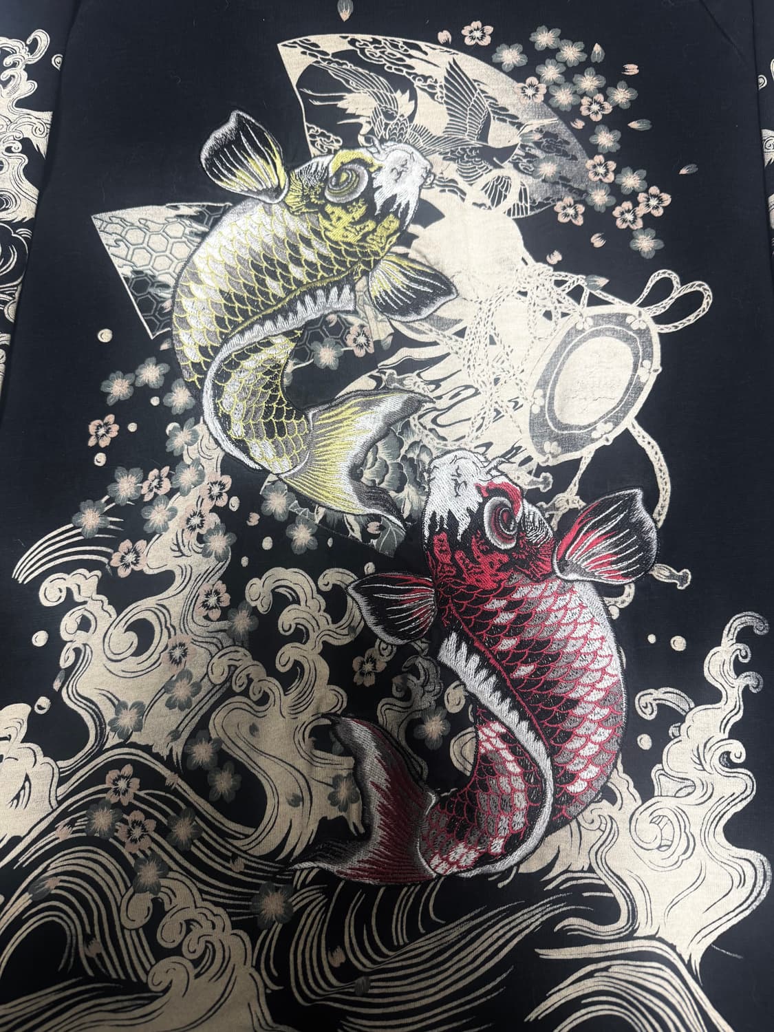 •Japanese 오리엔탈 コイ(잉어) 海(파도) 그래픽 자수 롱슬리브  상품이미지4