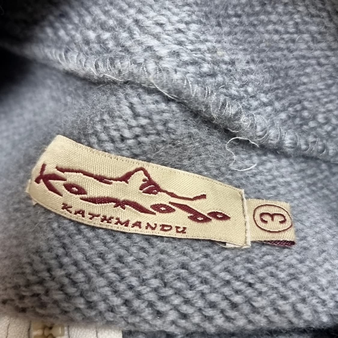 네팔생산 100%울 회색 니트 집업 가디건(110) 상품이미지5