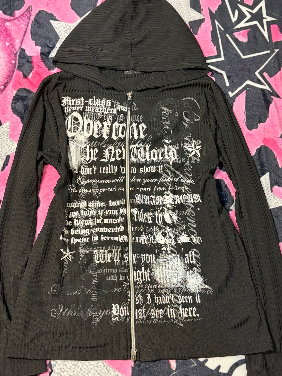 Punk Glitter lettering hoodie zip up 상품이미지8