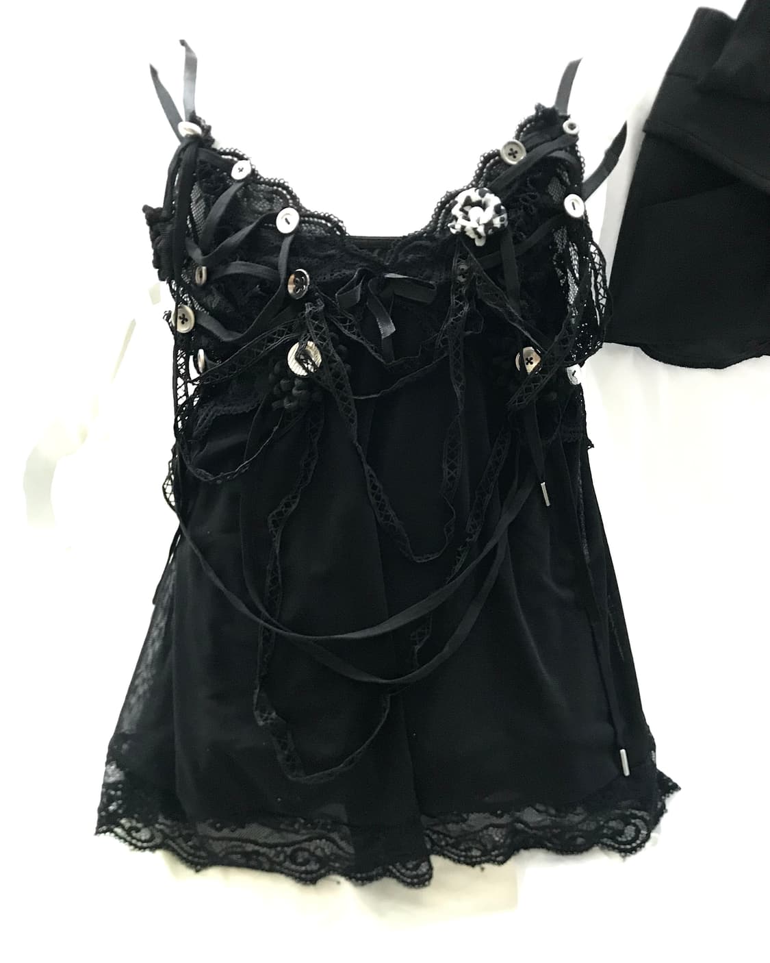 Custom🐾)Black lace slip mix strap top 상품이미지1
