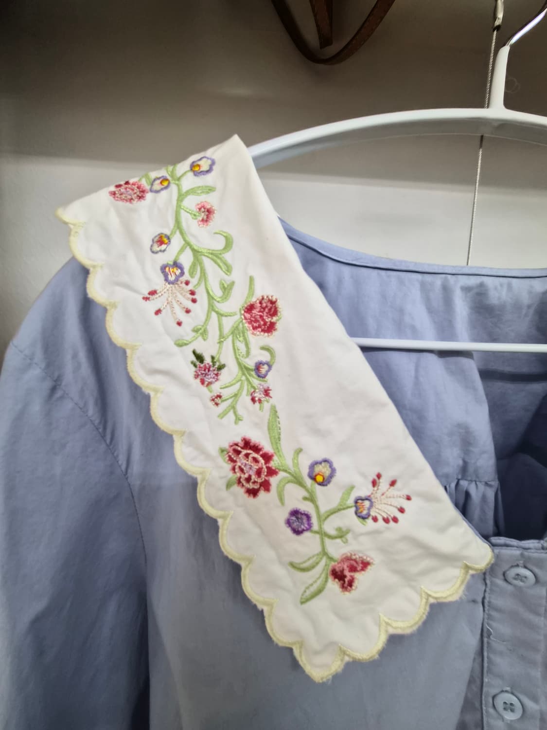 수입 자수넥카라 셔츠. 자라 슬릿 와이드데님 상품이미지2