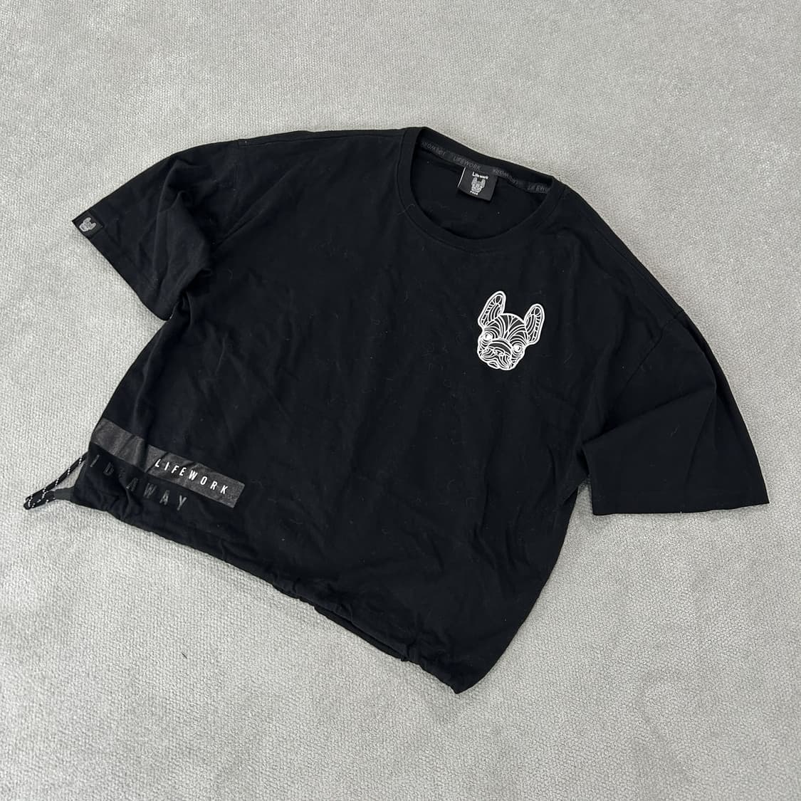 라이프워크 블랙 반팔 티셔츠 강아지프린팅 free 상품이미지1