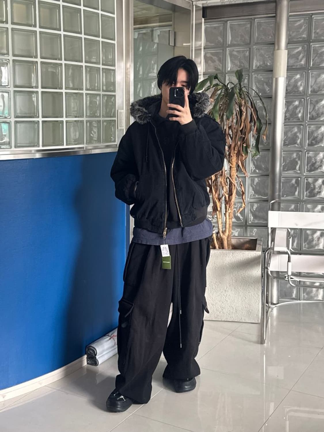 FAKE FUR ZIP UP HOODIE 투웨이 지퍼 후드티 블루종 상품이미지5