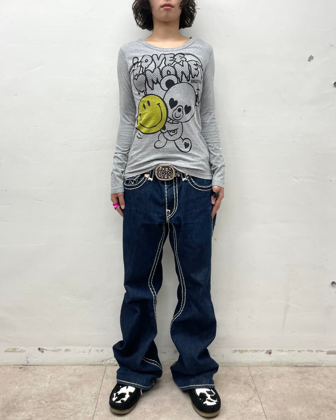 Love Money Bear Smile Gray Long Sleeve 상품이미지5