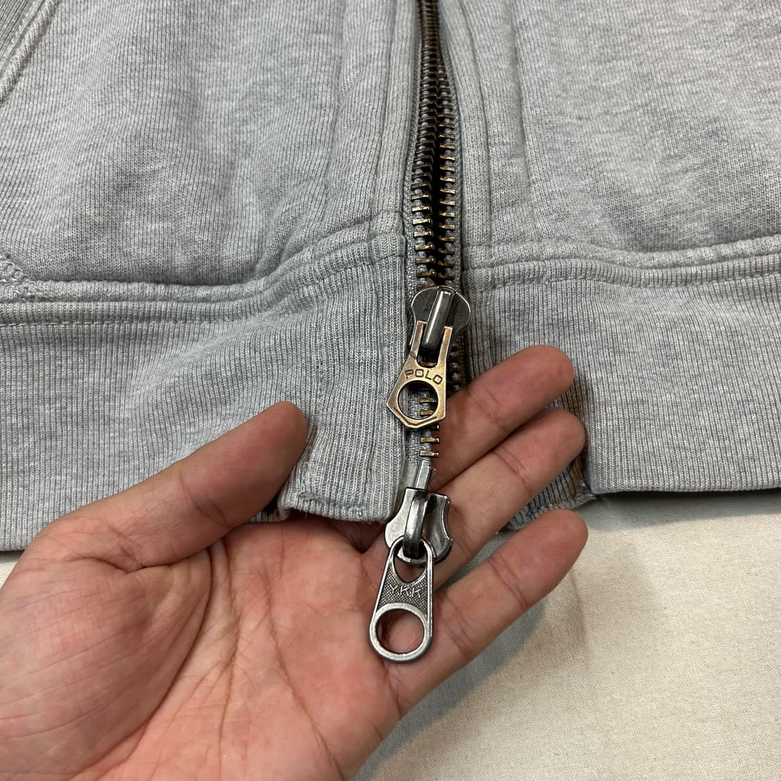 XL) 폴로 랄프로렌 써멀 후드집업 그레이 2way 지퍼 상품이미지5