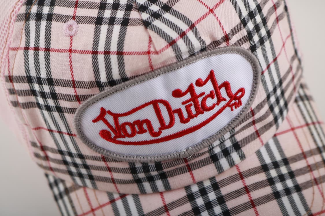 90's 본더치 핑크 체크 트러커 메쉬캡 모자 상품이미지2