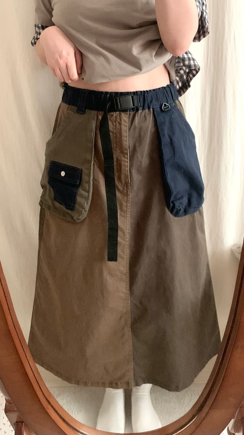 아메카지 포켓 패치 롱스커트 상품이미지4