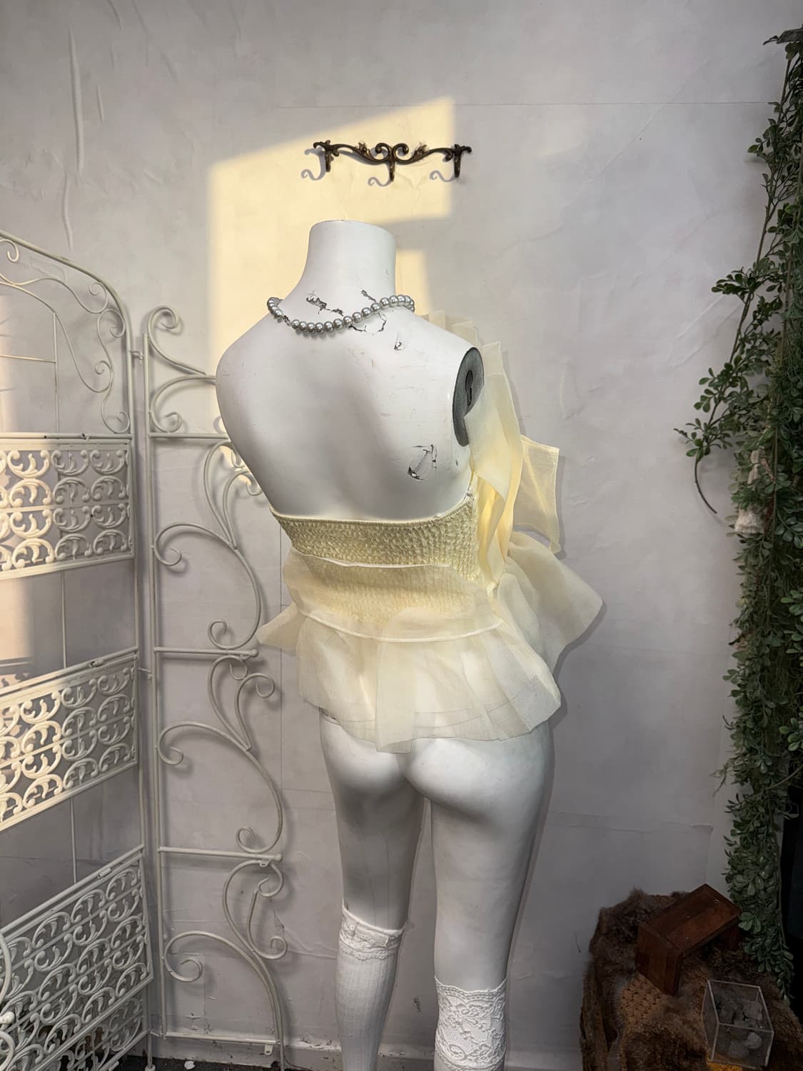 Ivory organza rose corset tube top 상품이미지7