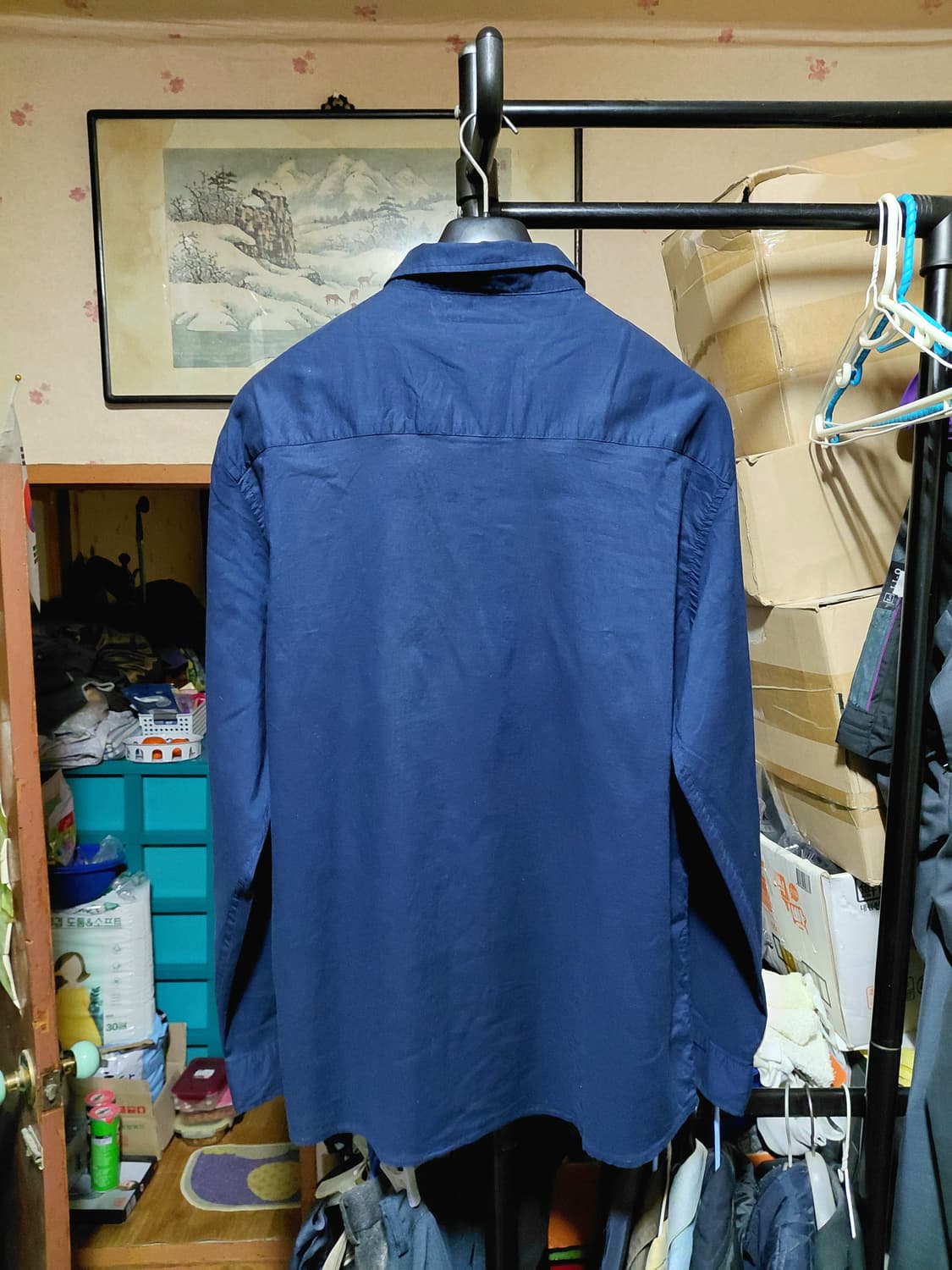 [자라]여름용  네이비 아사면 셔츠 L사이즈 상품이미지2