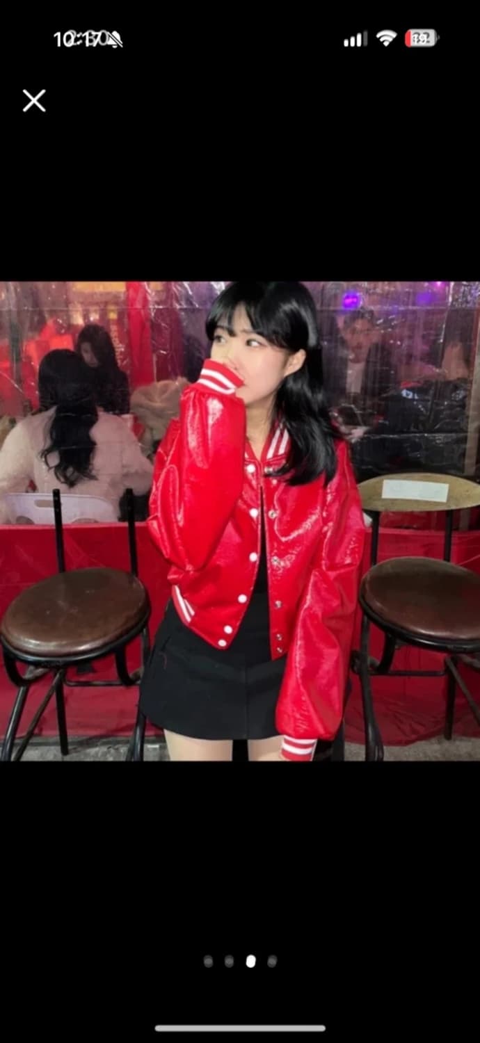 글로시 레드 레더 자켓 상품이미지1