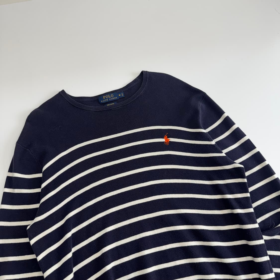 Polo 폴로 오렌지포니 네이비 스트라이프 니트 상품이미지4