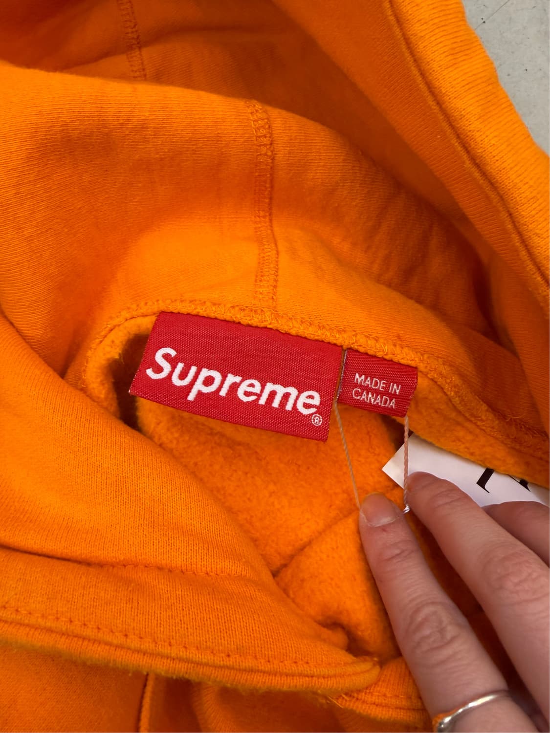 슈프림 슬리브 로고 후디 오렌지 상품이미지3