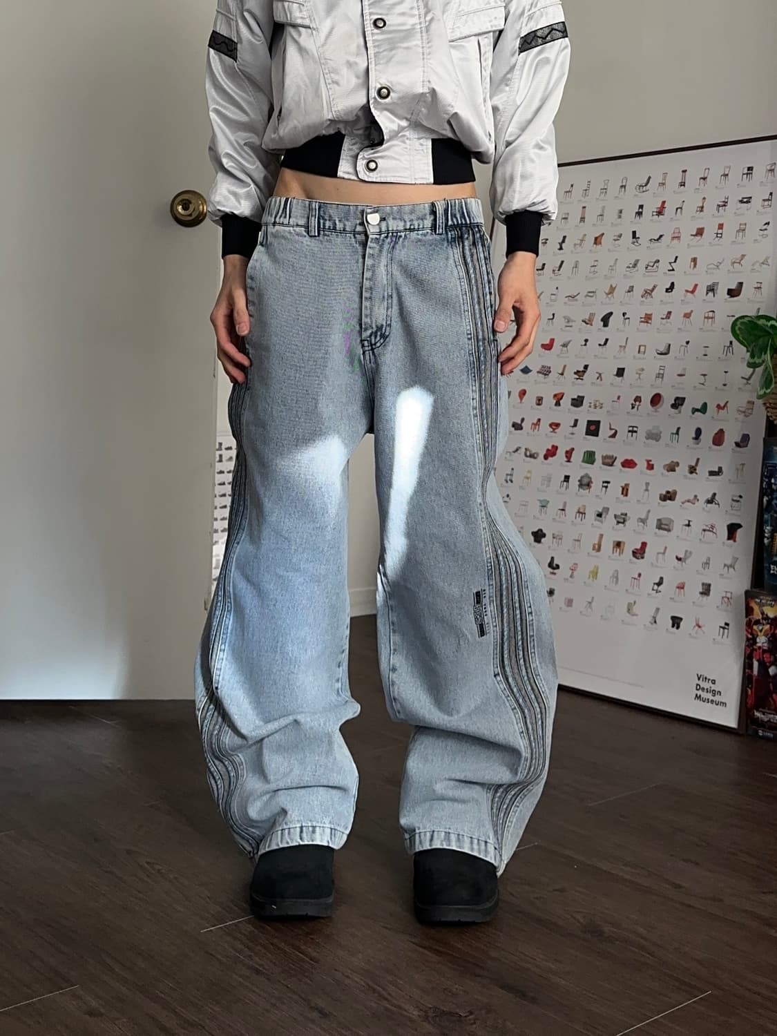 Staffpick 와이드 사이드 트랙 데님 팬츠 상품이미지5