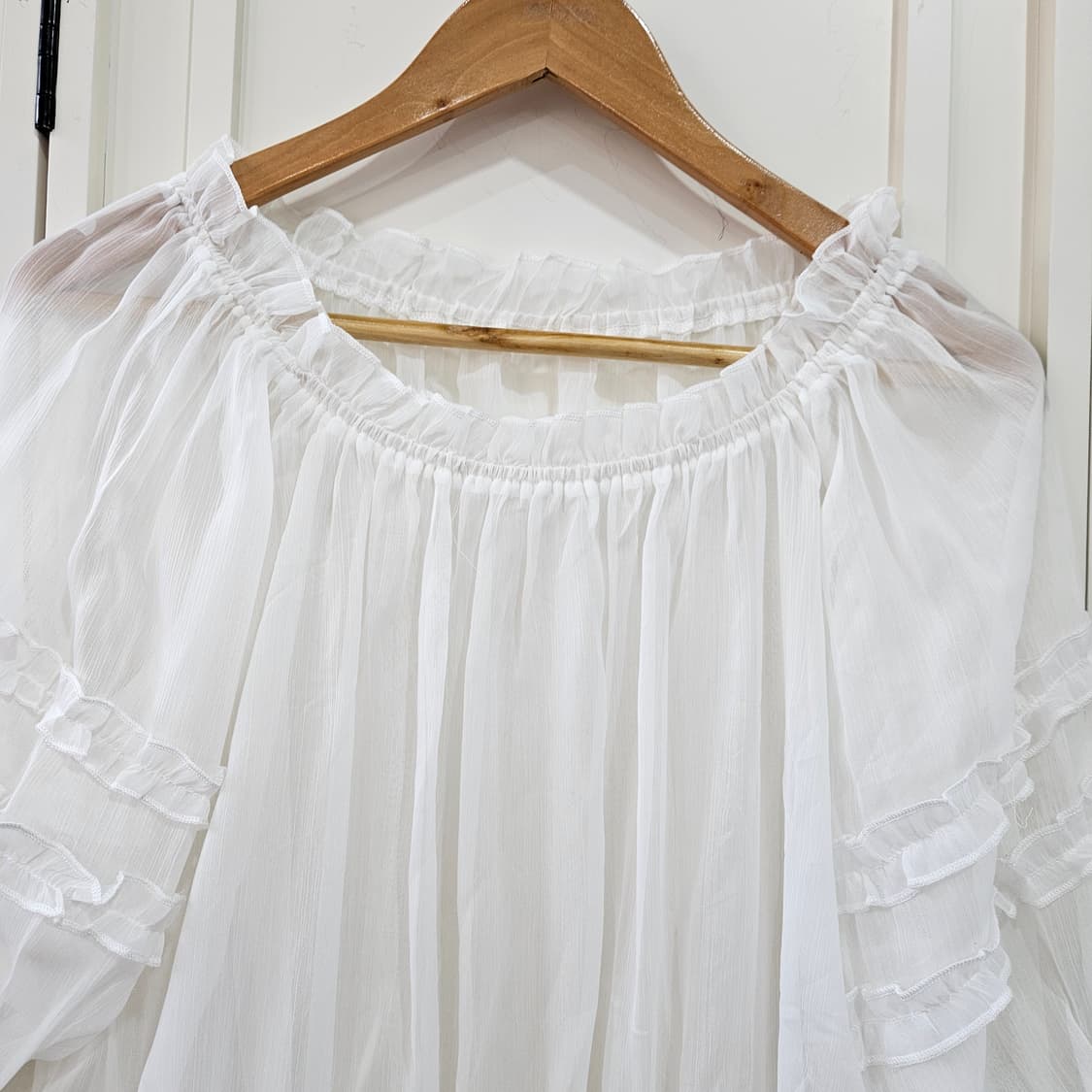 쉬폰 오프숄더 프릴 블라우스 상품이미지2