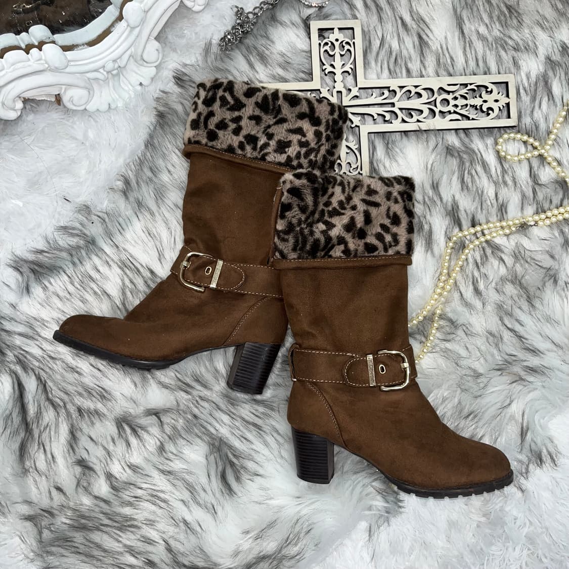 레오파드 버클 브라운 부츠 상품이미지1