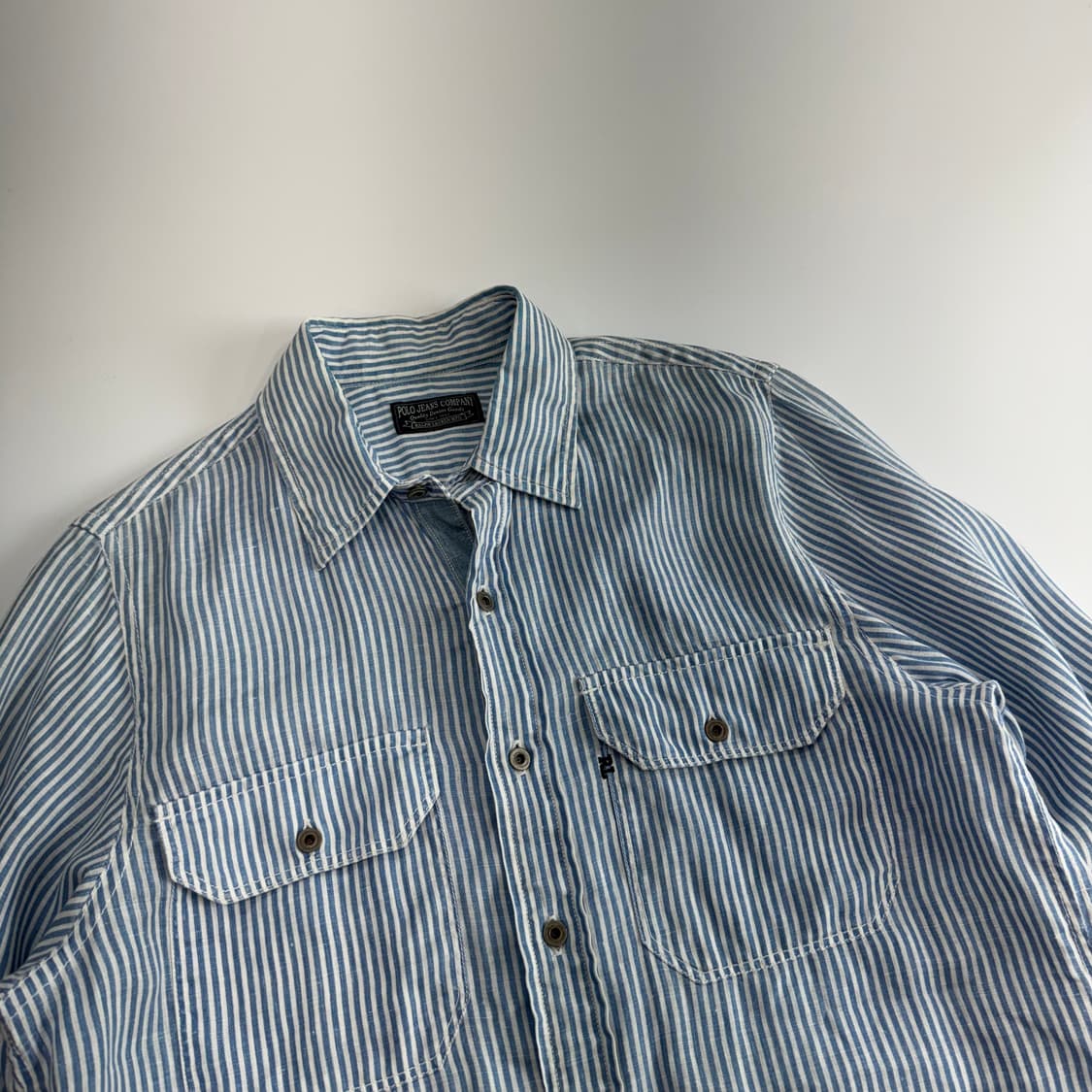 Polo jeans 폴로 진스 투포켓 블루 스트라이프 셔츠  상품이미지4