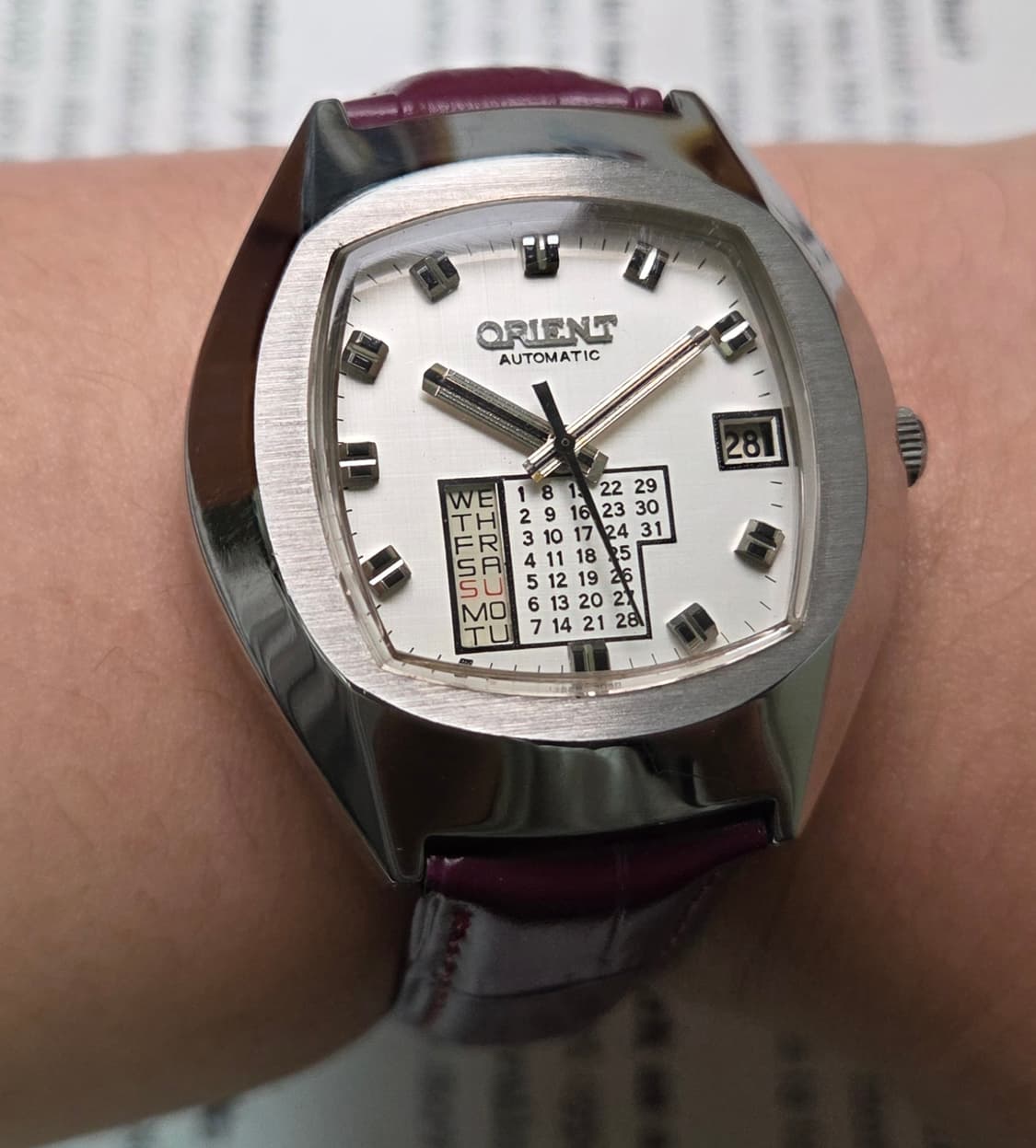 레어] 빈티지 오리엔트 만년달력 점보 오리지널 실버다이얼 오토매틱 상품이미지3