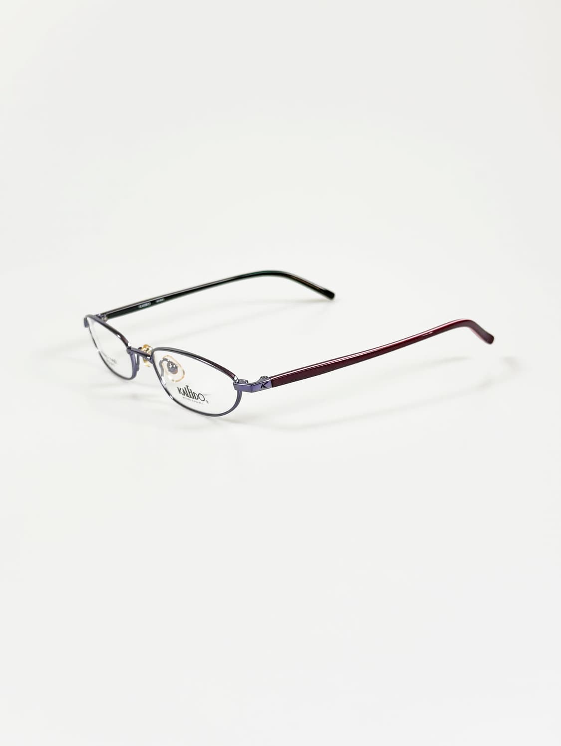 90s KALEIDO 슬림 스퀘어 블루 메탈 프레임 빈티지 안경 상품이미지3