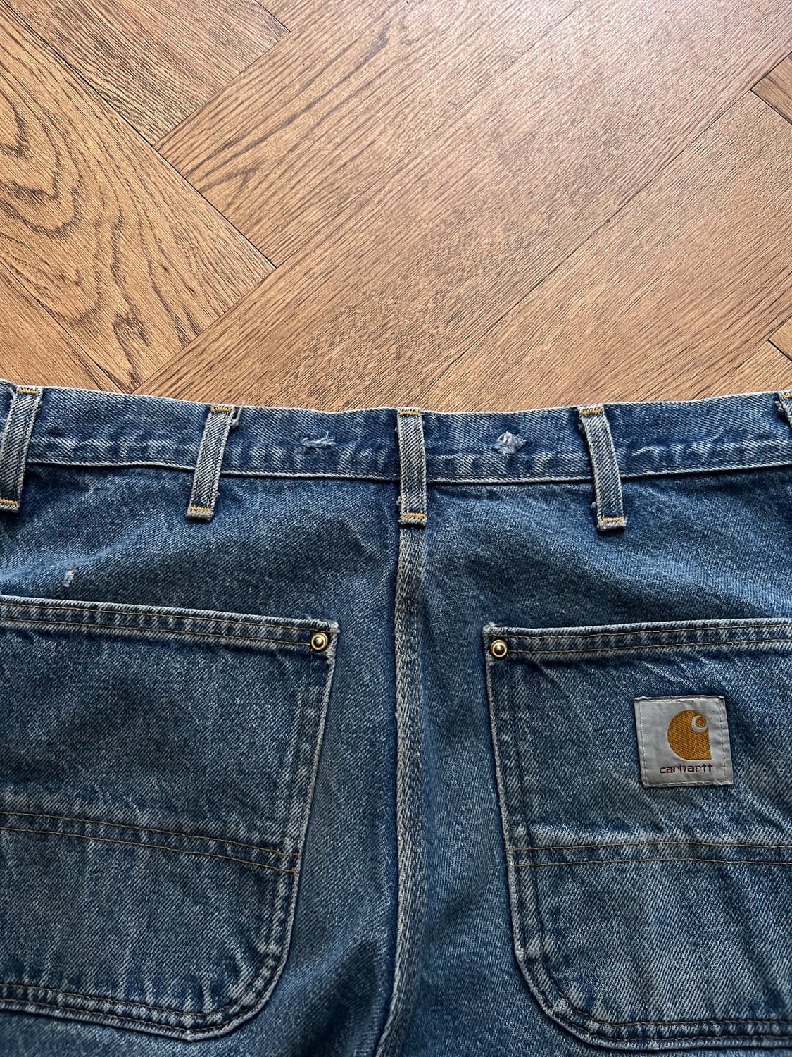 [34]칼하트 Made in USA 더티워싱 더블니 워크 데님 팬츠 상품이미지8