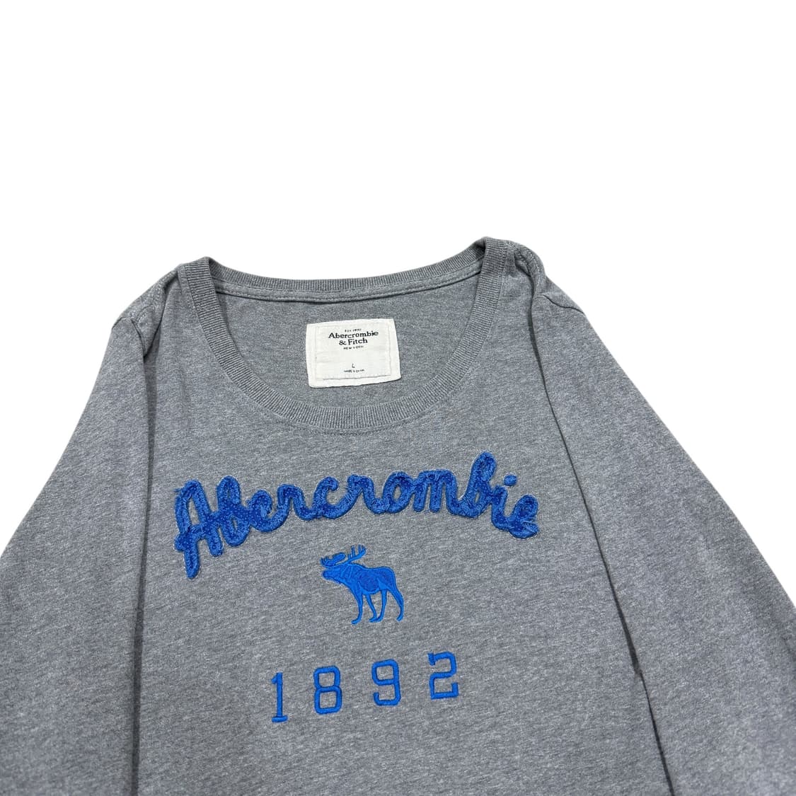 아베크롬비 빈티지 우먼 딱붙핏 스펠로고 그레이 슬리브 긴팔티 L 상품이미지2