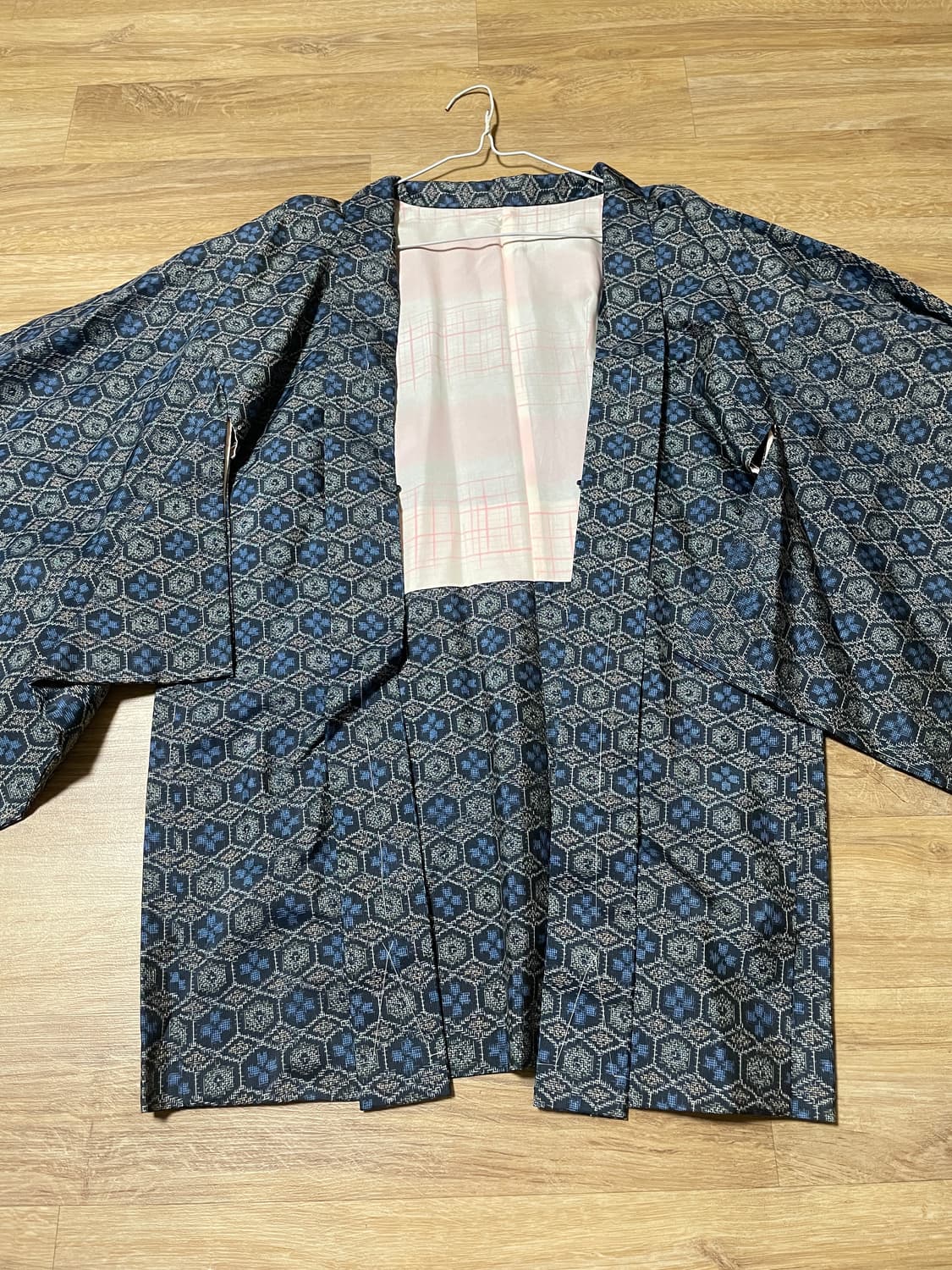 [새상품] 일본 전통 하오리 자켓 - 네이비 기하학 패턴 (에스닉/빈티지 상품이미지1