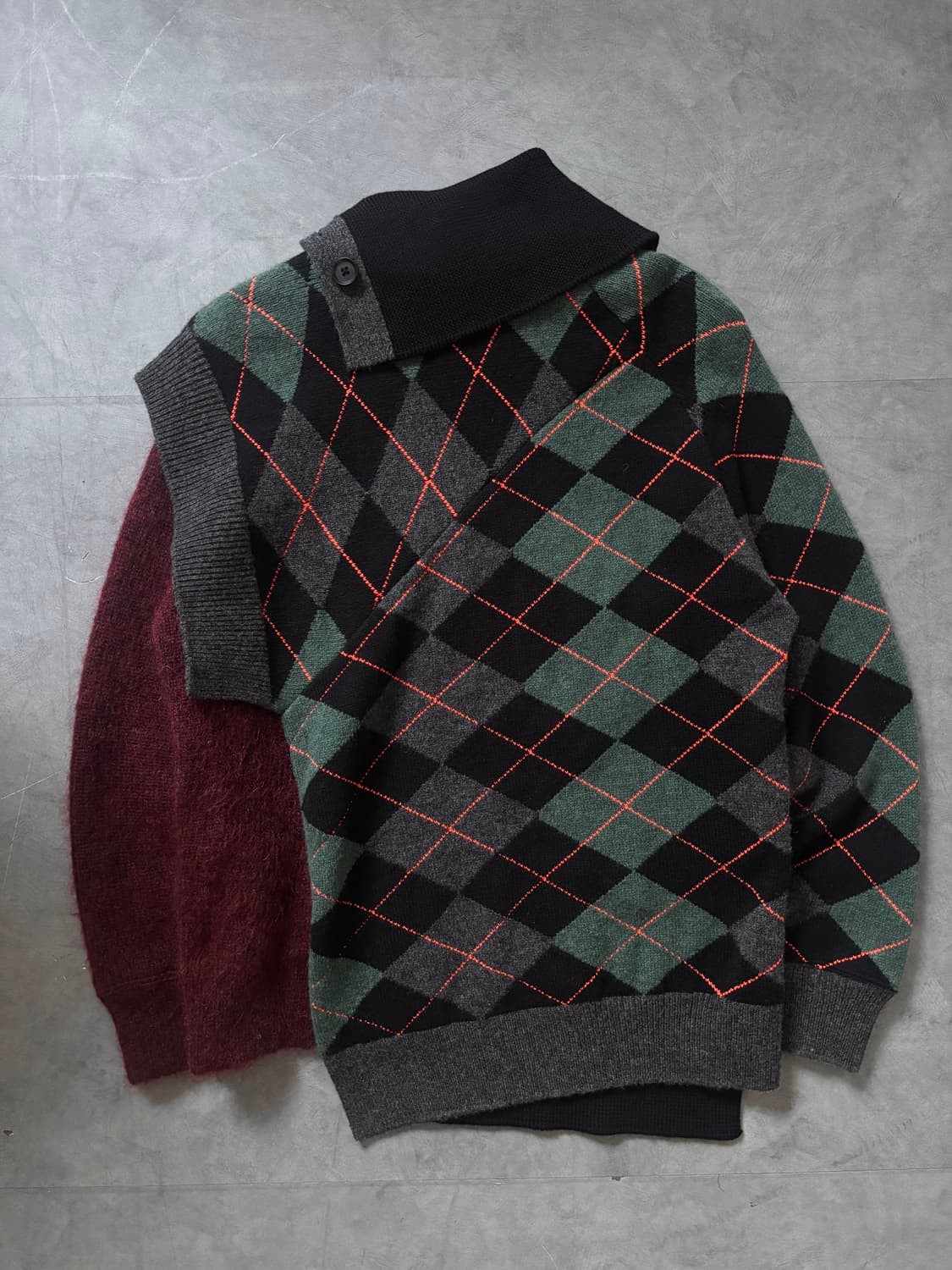 KOLOR 컬러 20AW 언발란스 숄 니트 상품이미지6