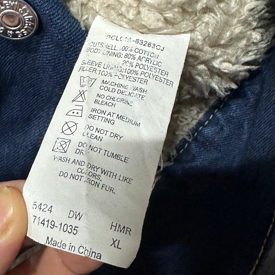 리바이스 type1 양털 데님자켓 XL 상품이미지5