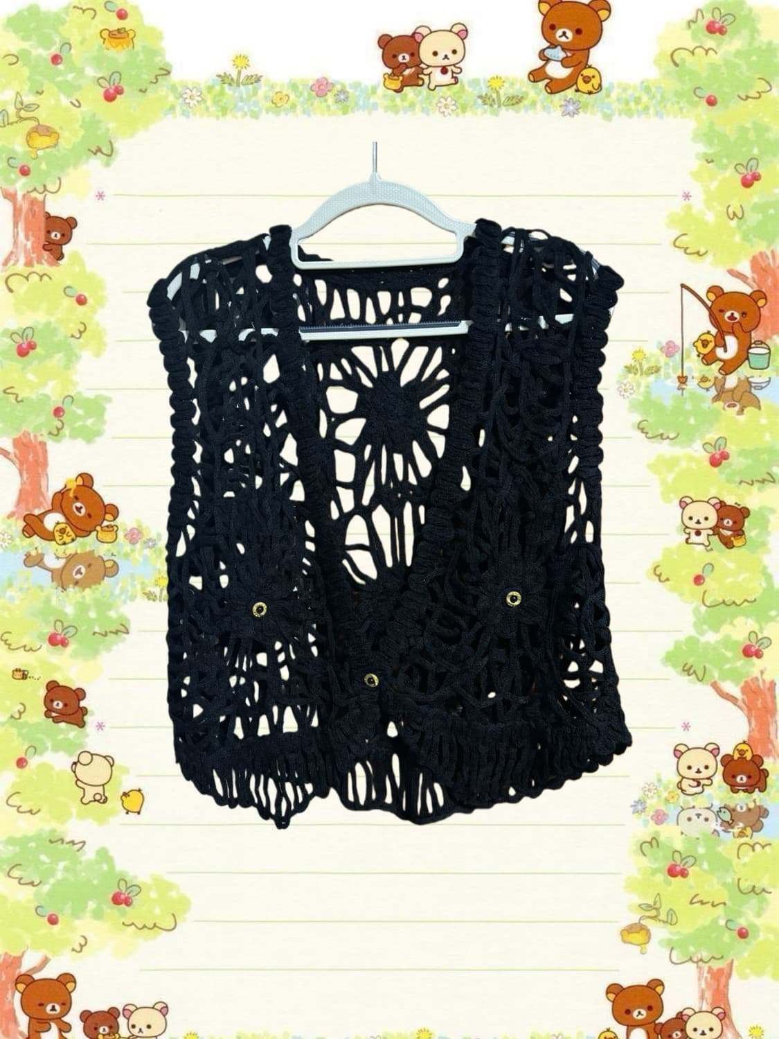 빈티지 크로셰 블랙 베스트 상품이미지1