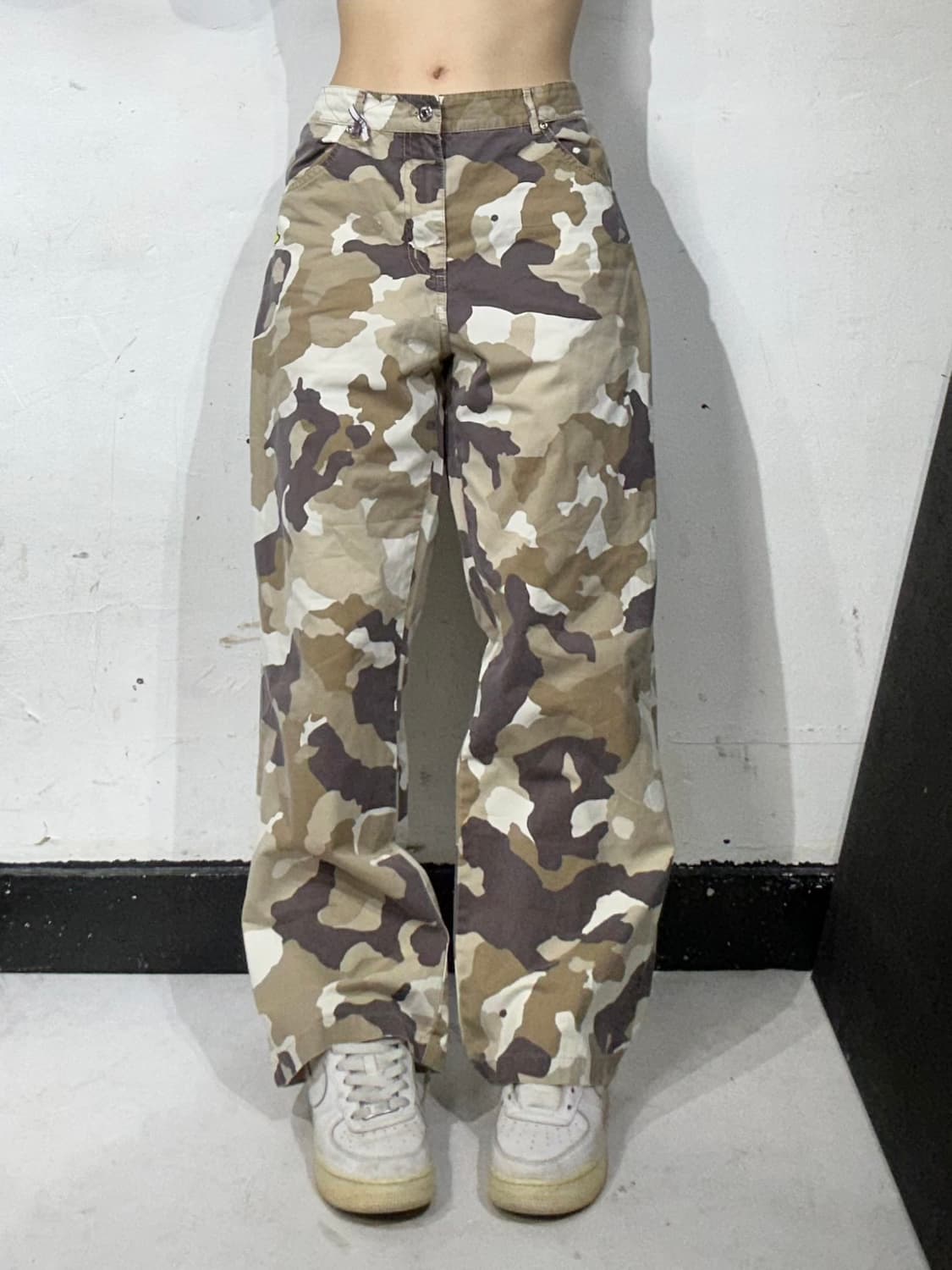 일본 빈티지 베이지 카모 밀리터리 카고 와이드 팬츠  상품이미지2